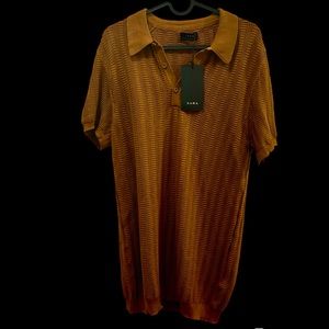 Zara Men’s Medium Light Brown Dress Shirt Collard 100% Cotton Stretch Fit